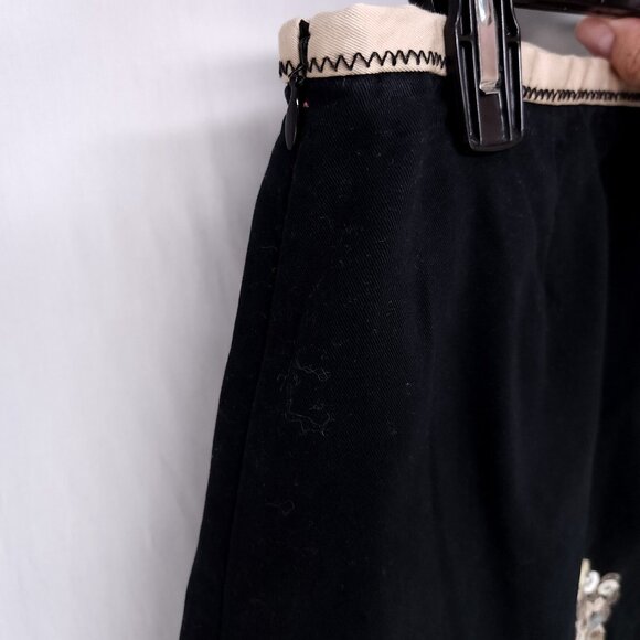 Boden A-Line Skirt 10UK (6US) Applique Button Flowers Detail Black Beige Trim - Picture 5 of 12